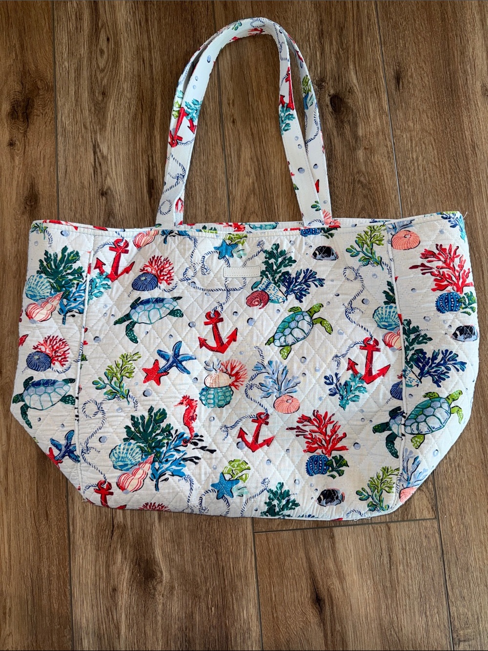 RARE VERA BRADLEY ANCHORS AWEIGH NAUTICAL SEA LIFE SHOULDER TOTE BAG WHITE